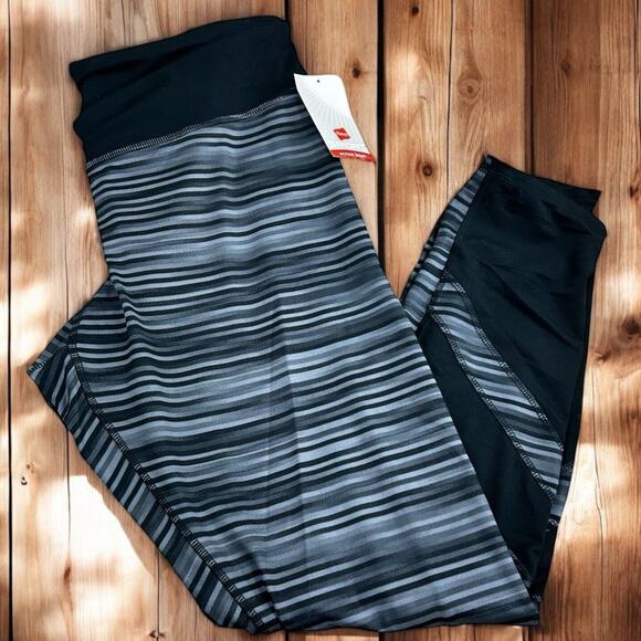 Hanes Sport Active Gear Athletic Leggings Sz XXL 2XL Gray Black Full Length NEW - Picture 2 of 10